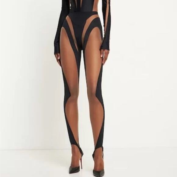 Mugler Rodeo sheer-panelled stirrup leggings size 2 - Picture 6 of 9